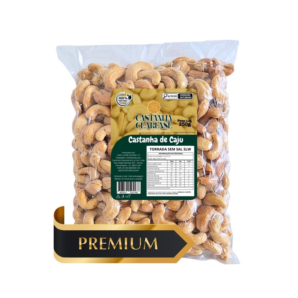 Castanha De Caju SLW1 Premium Torrada  Sem Sal - Castanha Cearense Premium