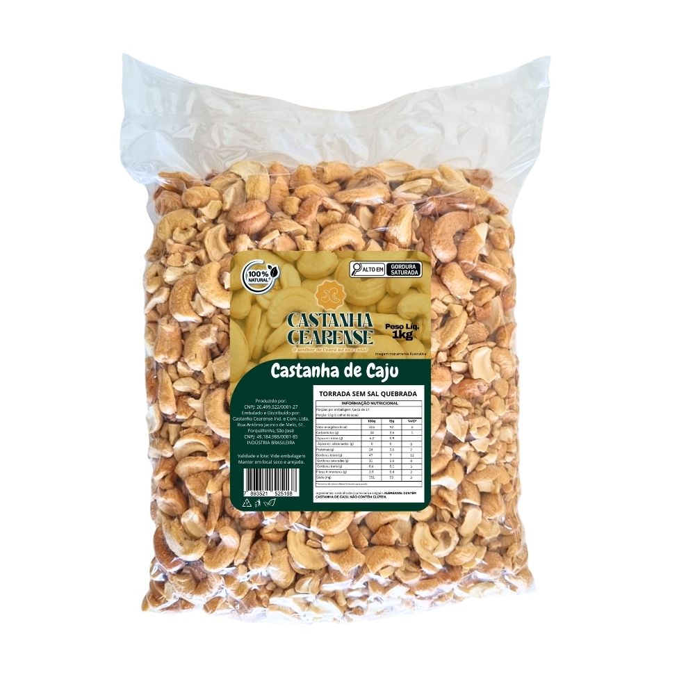 Castanha De Caju W1 Torrada Sem Sal Mista (Inteira + Quebrada) - Castanha Cearense Premium