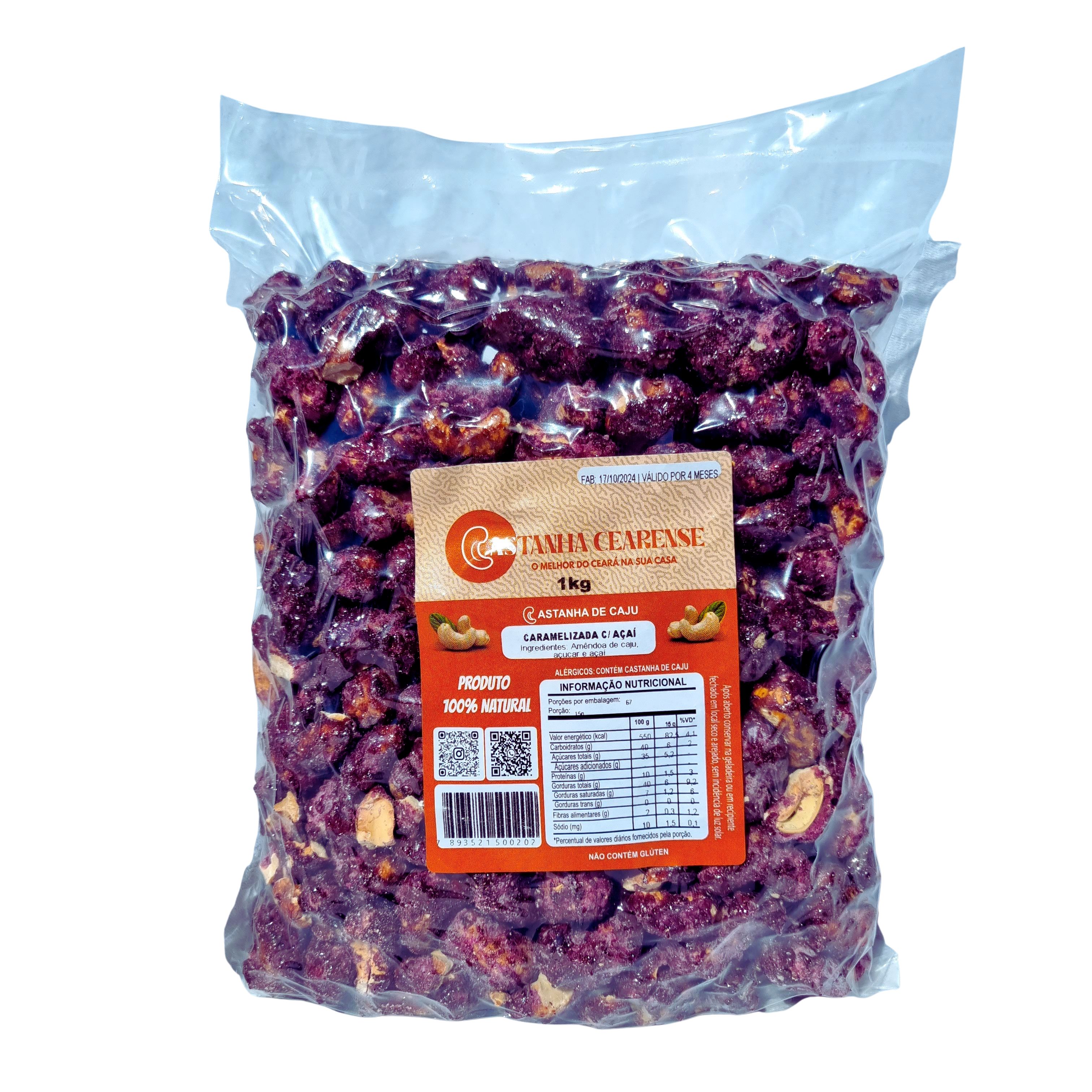 Castanha De Caju Caramelizada Com Açaí - Castanha Cearense Premium
